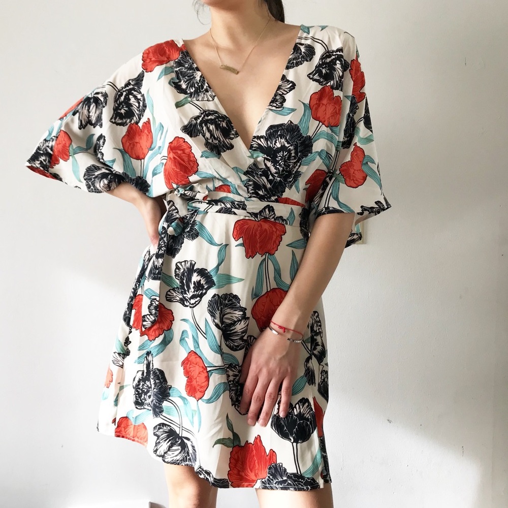 WRAP tropical floral dress, boutique quality
